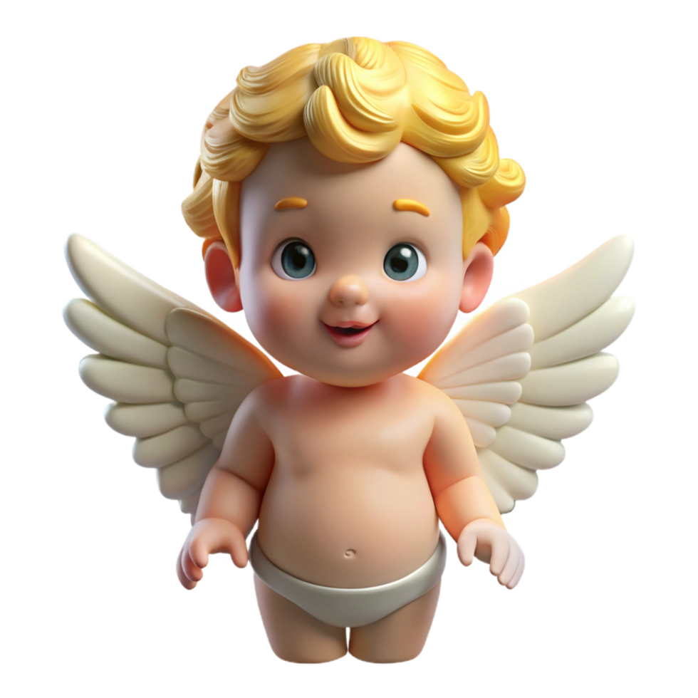 splendid bold traditional A Cherub, small, winged baby angel, NO BACKGROUND with Transparent Background. fine detail png