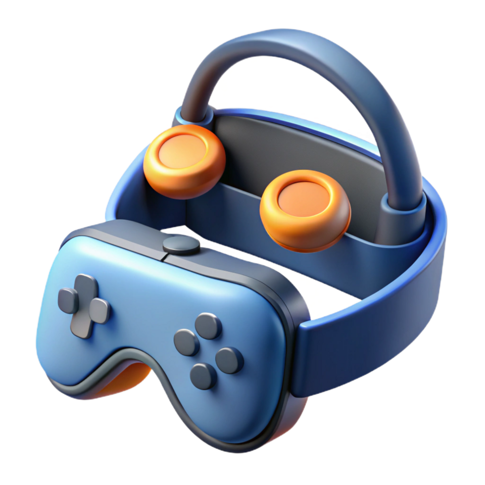 wonderful passionate artistic Virtual reality headset with controllers, NO BACKGROUND with Transparent Background. exclusive png