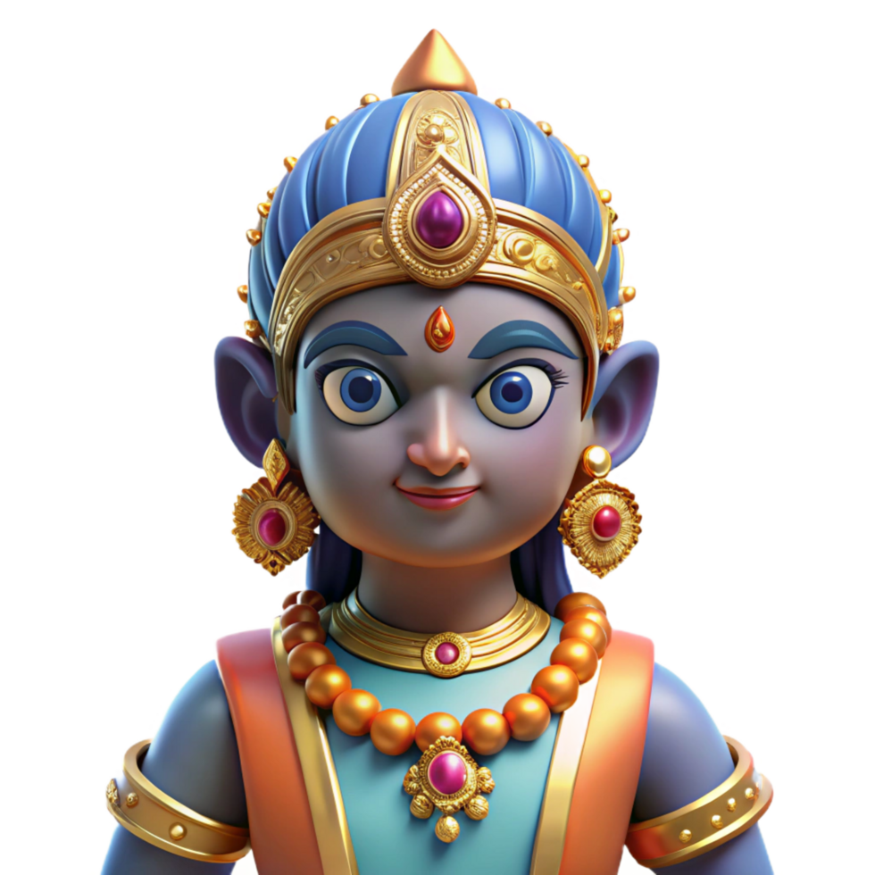 magnificent bold bohemian An Indian Deity, adorned with jewels and intricate clothing, NO BACKGROUND with Transparent Background. refined png