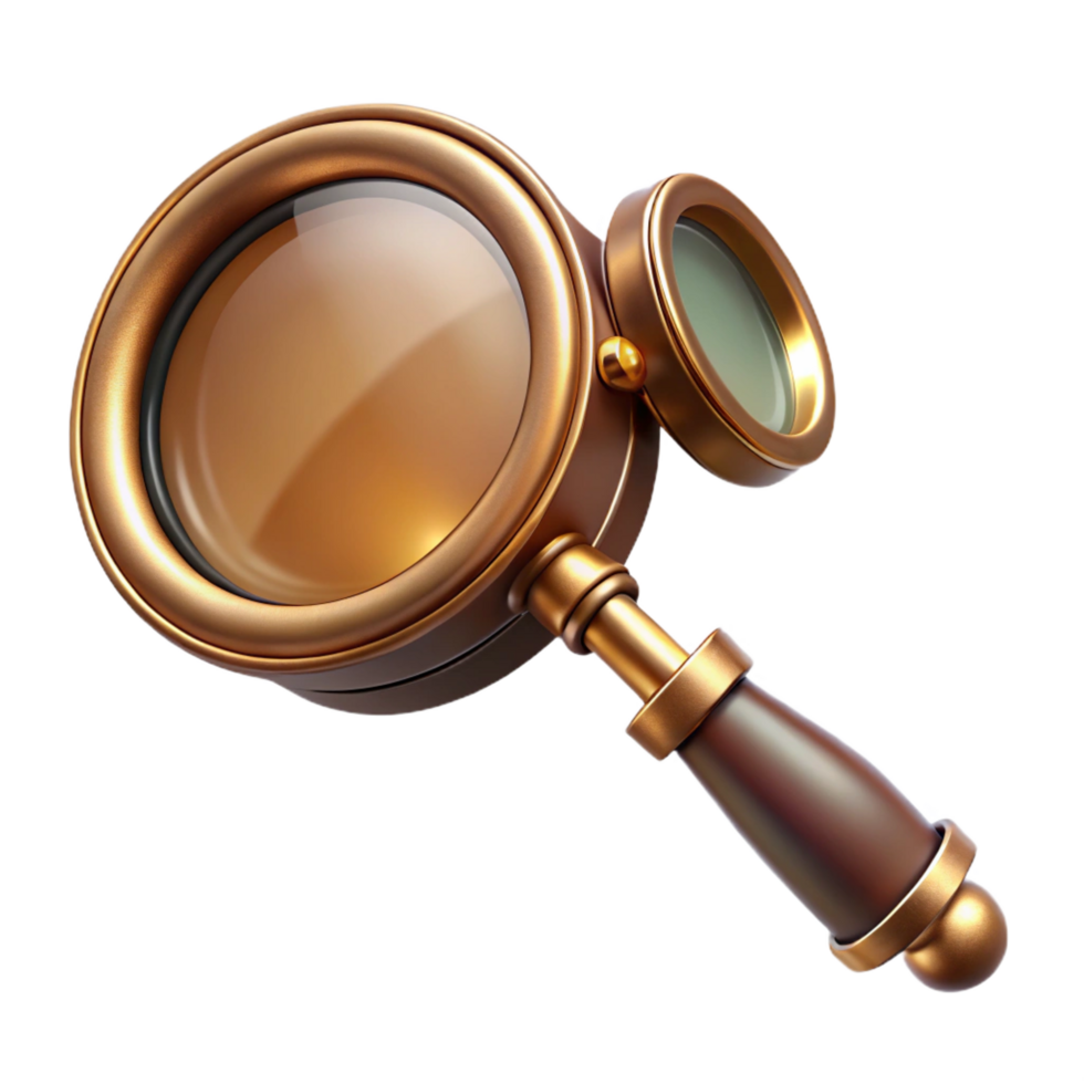 mesmerizing sought-after Steampunk monocle with a delicate brass frame and magnifying glass. NO BACKGROUND with Transparent Background. png