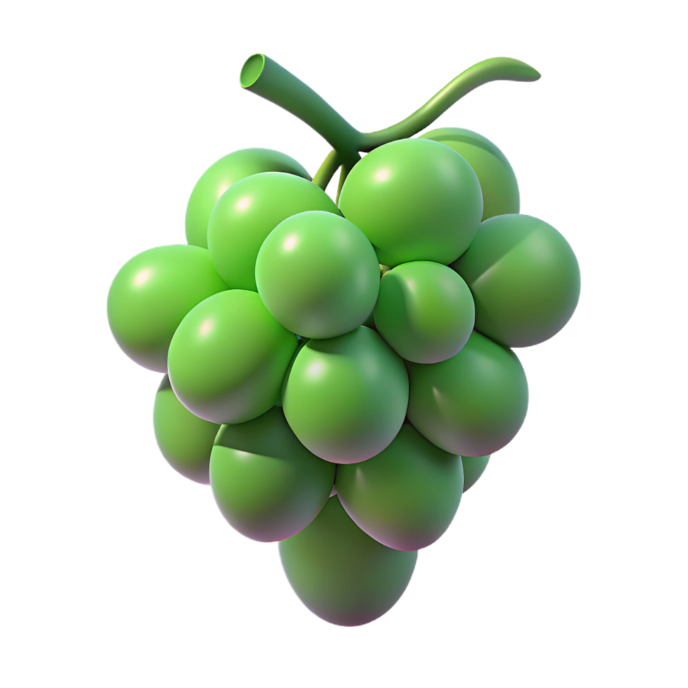 picturesque abstract A single, green grape, on the vine, NO BACKGROUND with Transparent Background. genuine png