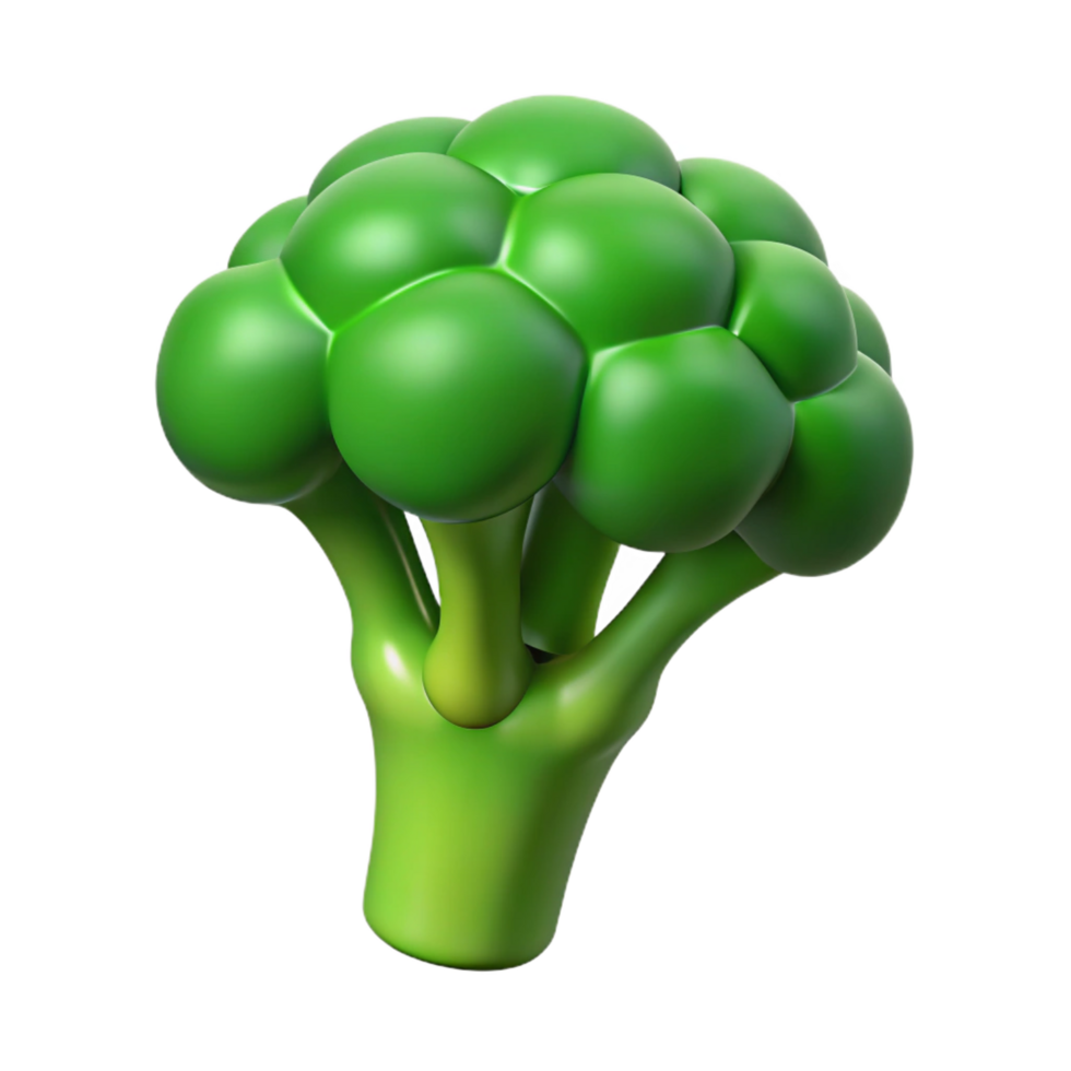 unforgettable geometric A single, green broccoli floret, detailed, NO BACKGROUND with Transparent Background. handcrafted png