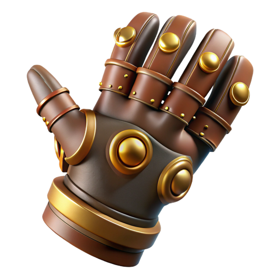 mysterious alluring Steampunk glove with articulated fingers and brass knuckles. NO BACKGROUND with Transparent Background. professional png