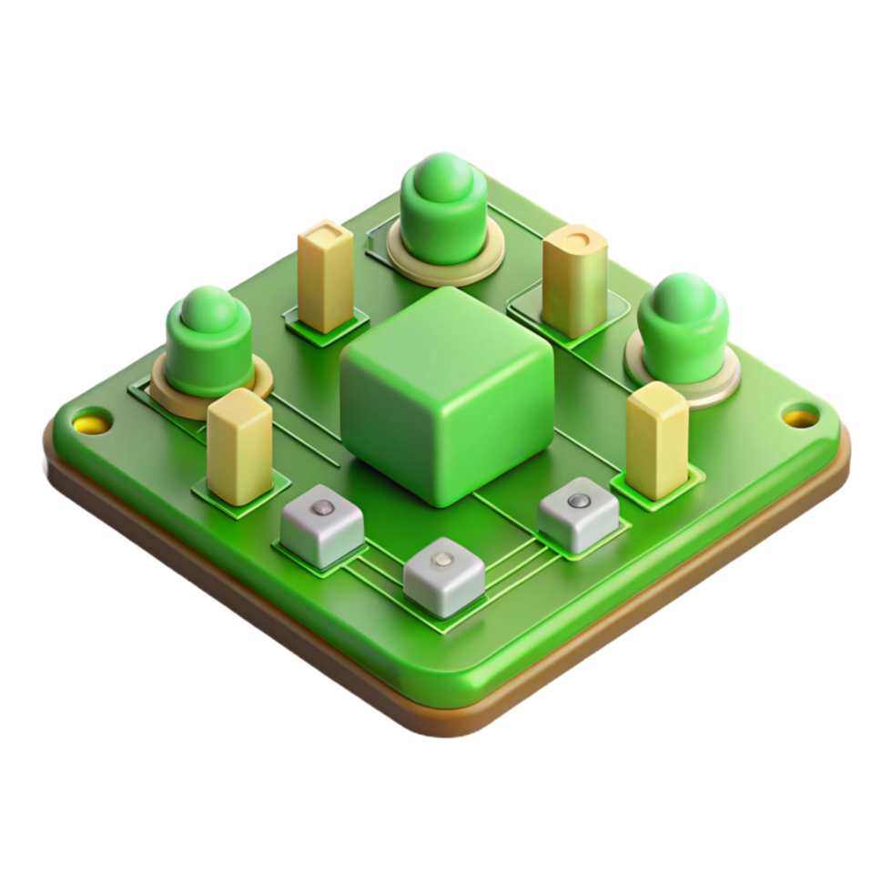 immaculate dramatic tropical A circuit board, green with components. NO BACKGROUND with Transparent Background. ultra HD png