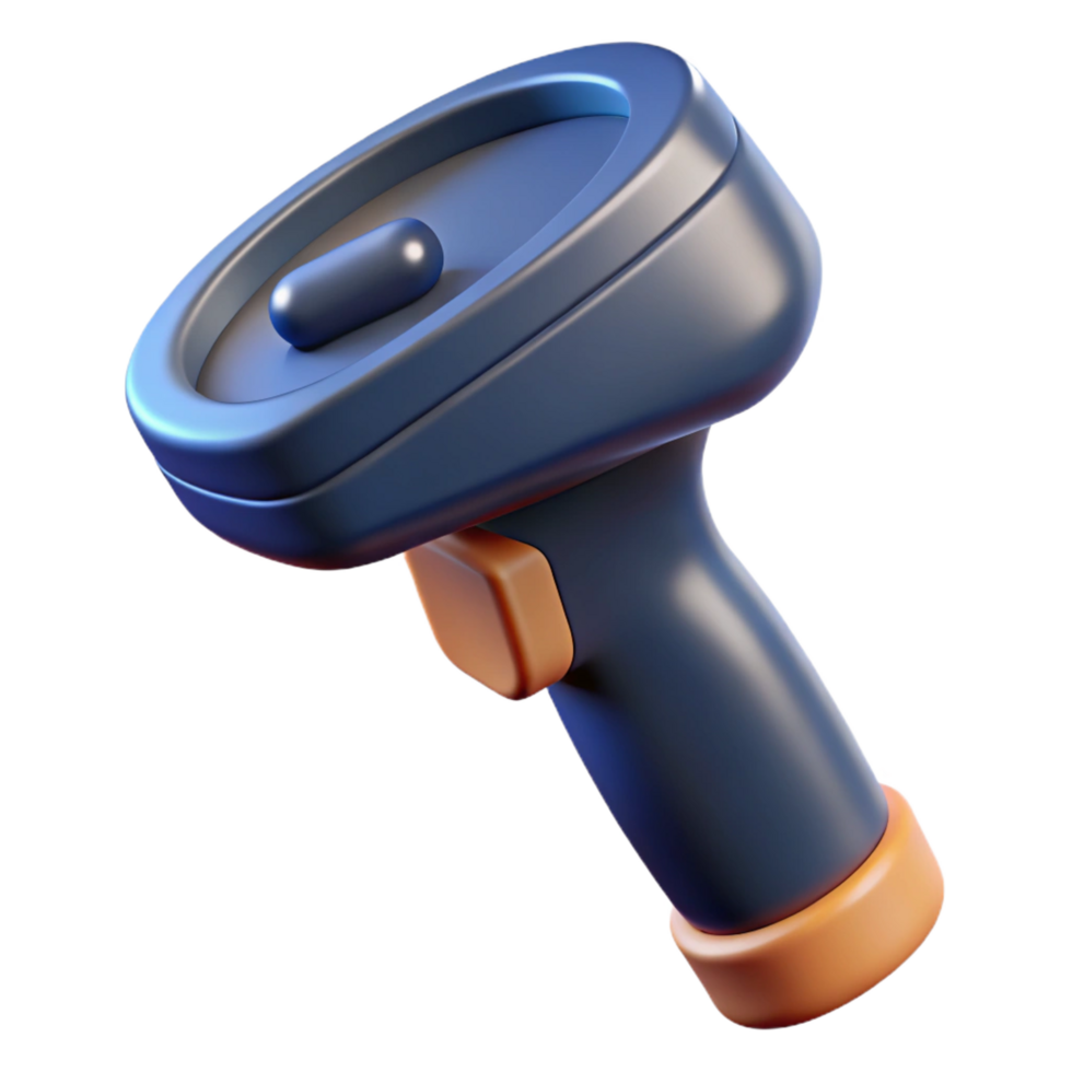 impressive melancholic mid-century A barcode scanner, handheld device. NO BACKGROUND with Transparent Background. professional png