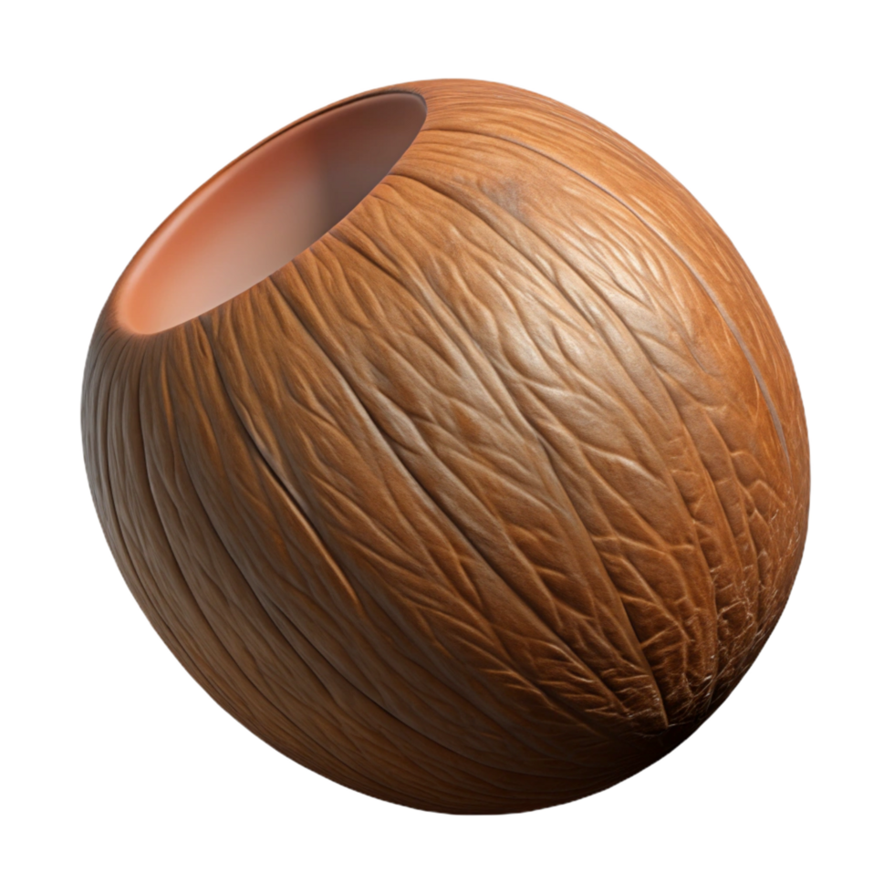 picturesque timeless A single, brown coconut, whole and uncut, NO BACKGROUND with Transparent Background. png