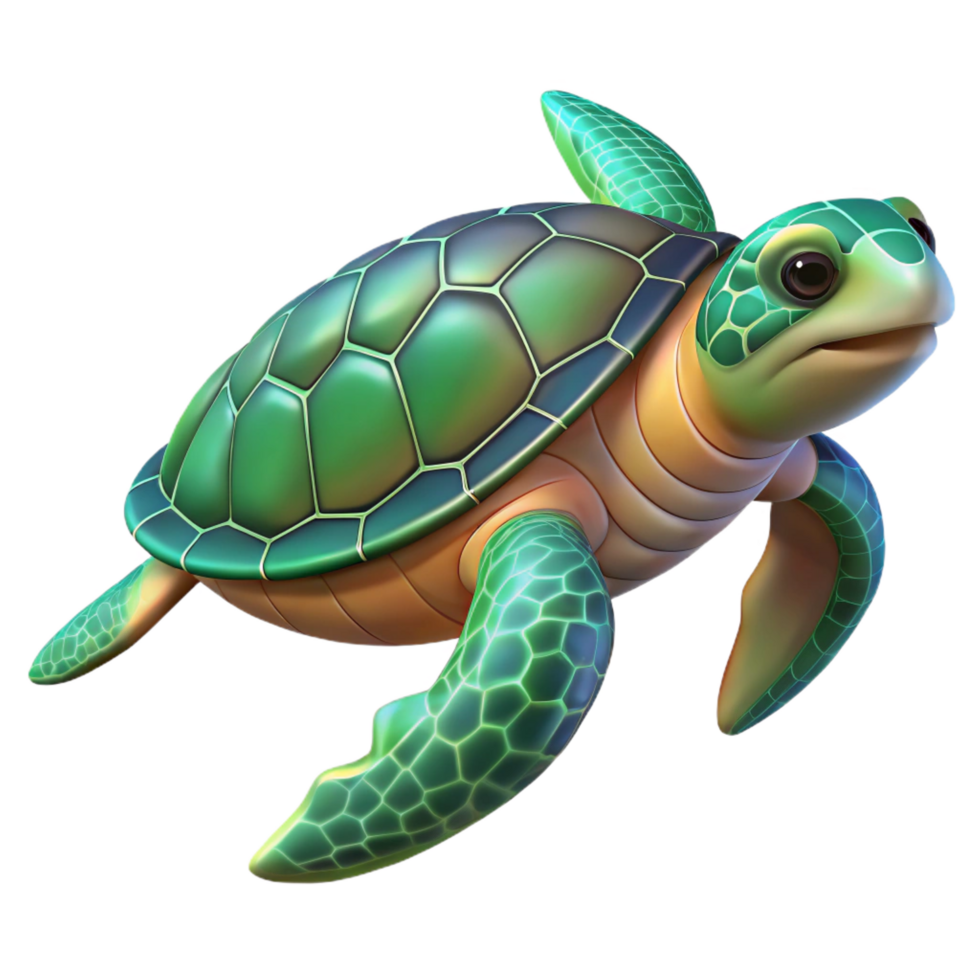 mesmerizing surreal A sea turtle swimming, NO BACKGROUND with Transparent Background. 8K png