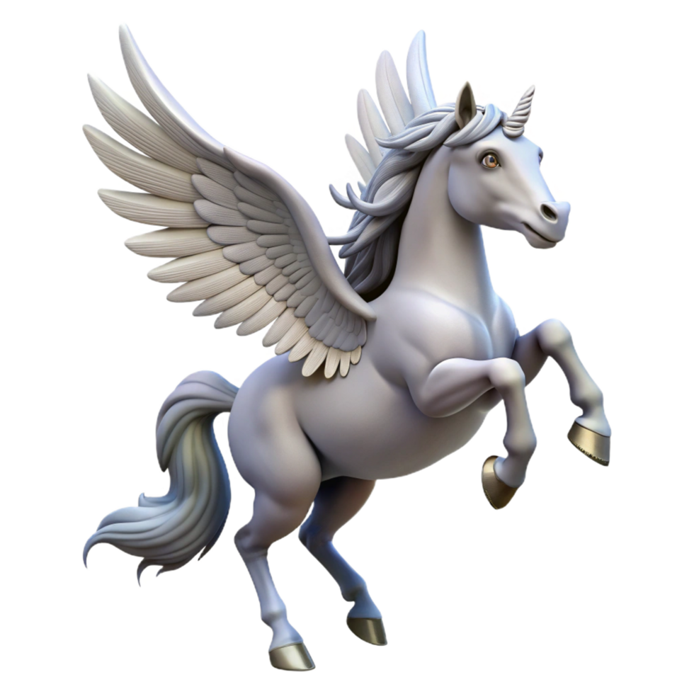 mysterious vibrant A majestic pegasus rearing up, NO BACKGROUND with Transparent Background. perfect clarity png