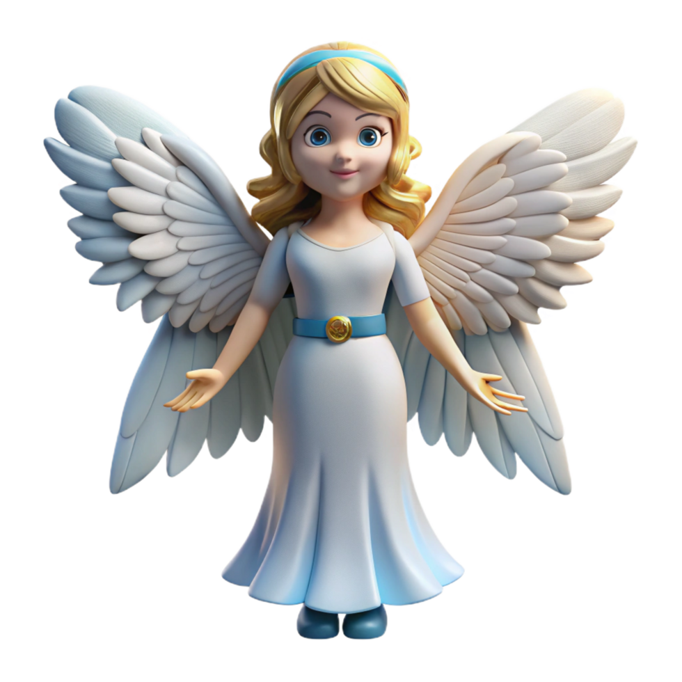 splendid intense nordic A beautiful angel with feathered wings, NO BACKGROUND with Transparent Background. studio quality png