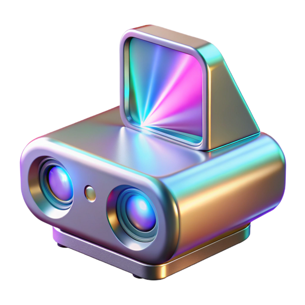 picturesque dynamic elegant Holographic projector, futuristic device, 3D image display. NO BACKGROUND with Transparent Background. 8K png