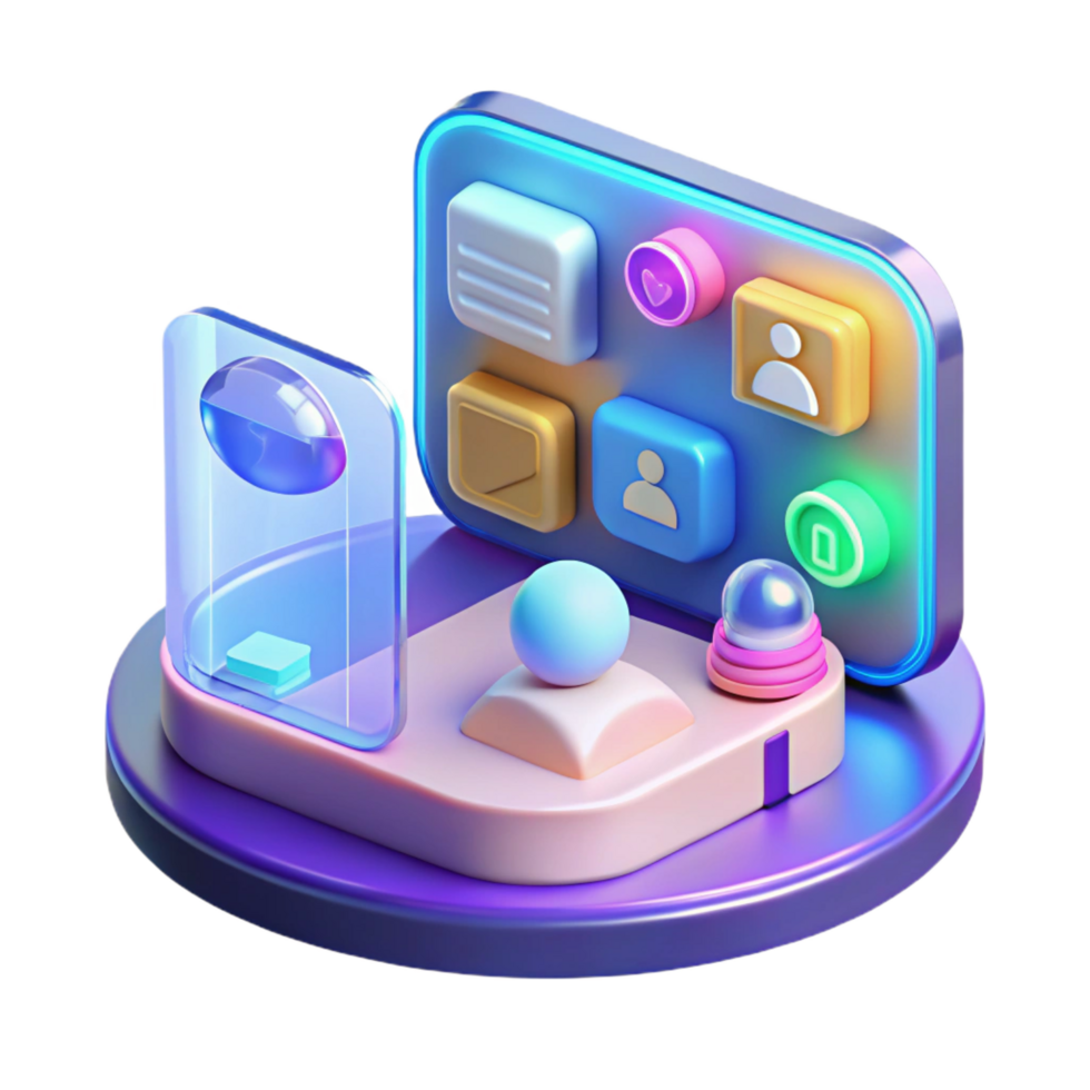 sought-after urban Holographic interface, digital display, interactive icons, user friendly. NO BACKGROUND with Transparent Background. luxury png