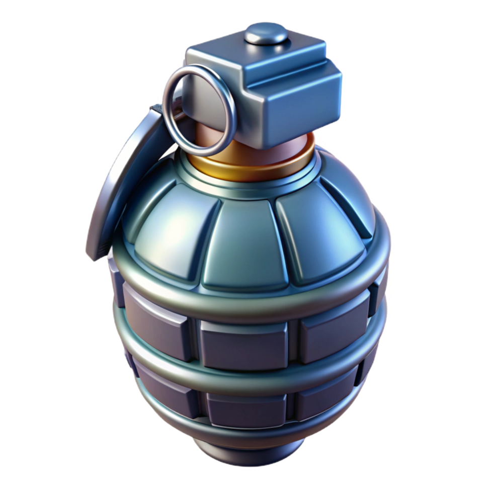 picturesque modern Futuristic grenade, sleek design, advanced explosives, dangerous technology. NO BACKGROUND with Transparent Background. impeccable png