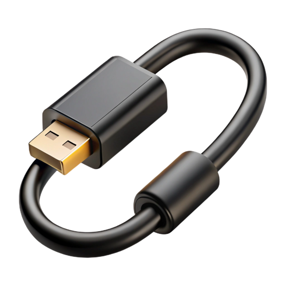 standout impressionist A HDMI cable, black. NO BACKGROUND with Transparent Background. museum quality png