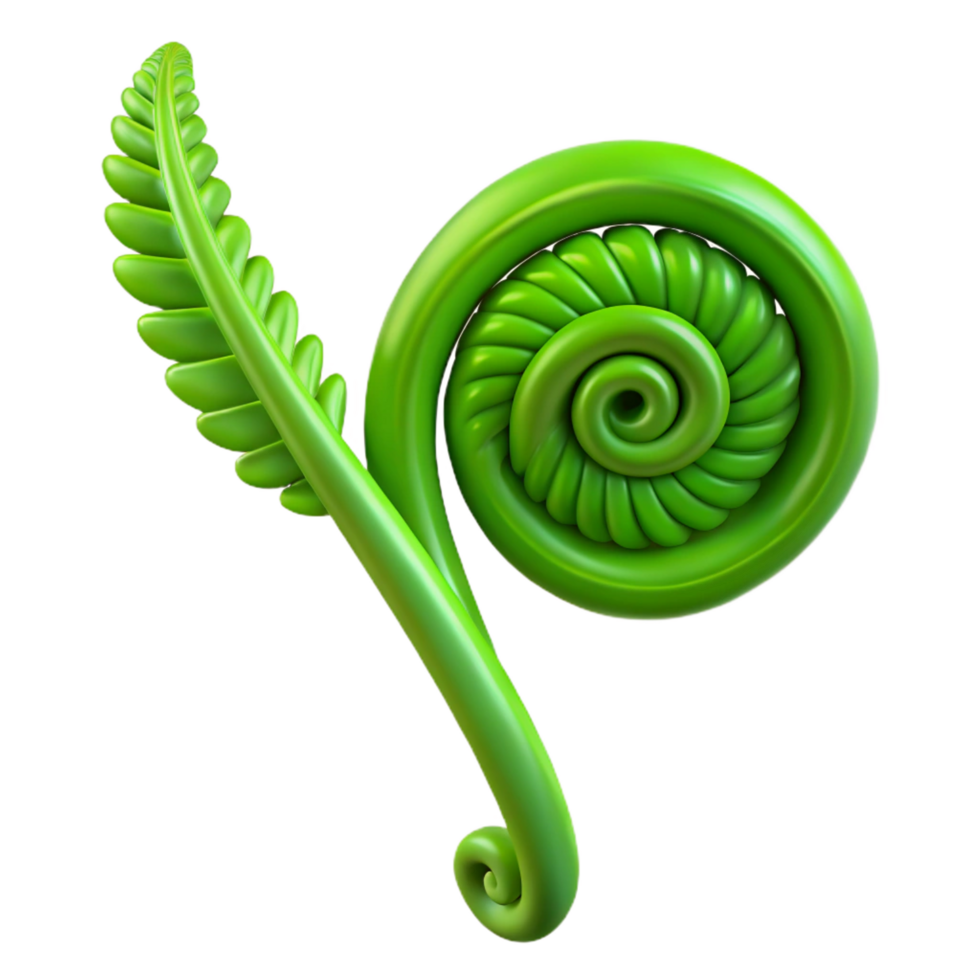 romantic breathtaking Green fern frond unfurling NO BACKGROUND with Transparent Background. premium png