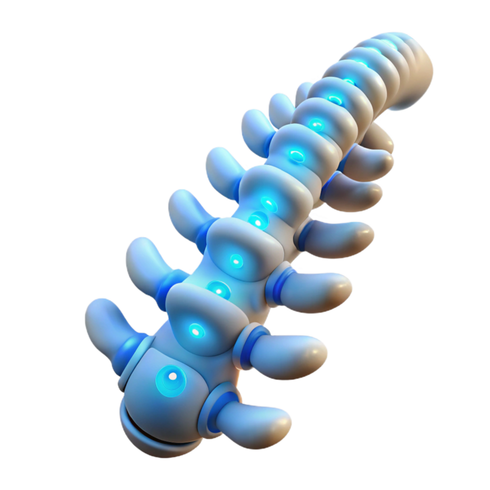 playful wonderful Cybernetic spine with glowing nodes NO BACKGROUND with Transparent Background. gallery standard png