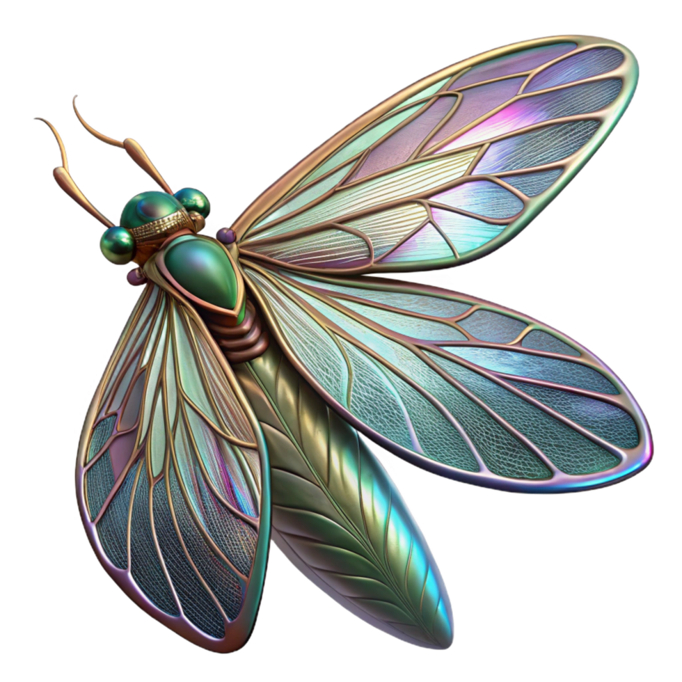 sumptuous dramatic futuristic Alien insect wing, iridescent, delicate veins, intricate patterns. NO BACKGROUND with Transparent Background. premium png