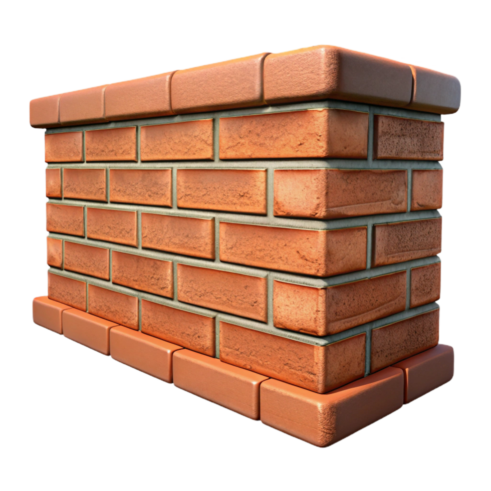 romantic magnificent Brick wall section, aged texture, NO BACKGROUND with Transparent Background. studio quality png