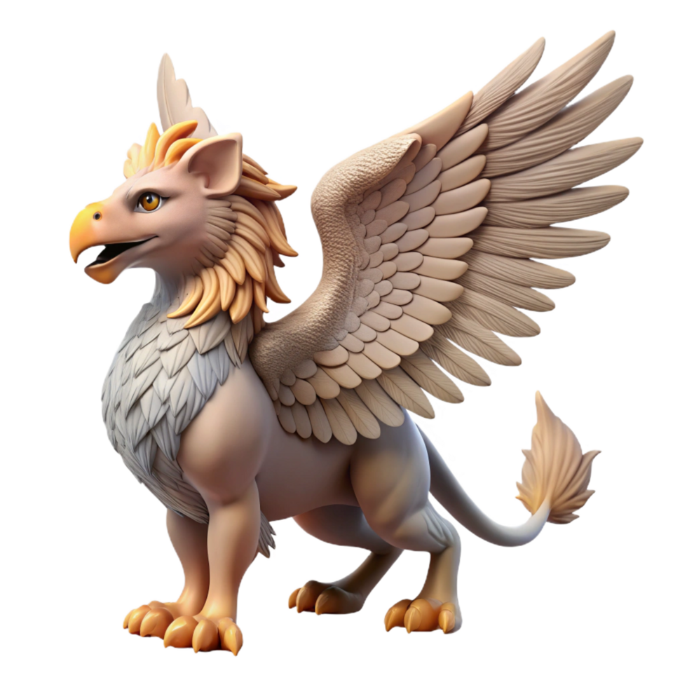 unforgettable industrial A majestic griffin, wings outstretched, NO BACKGROUND with Transparent Background. ultra HD png