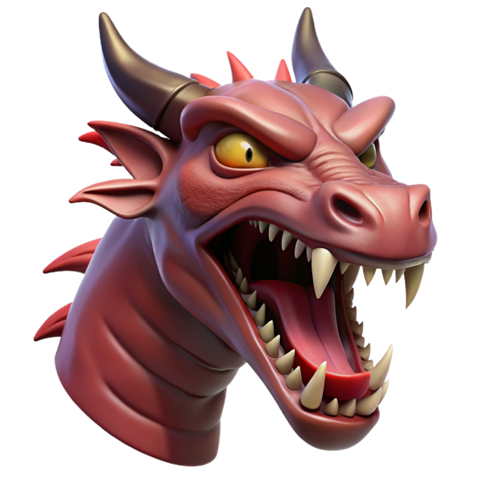 sumptuous bold vintage A fierce dragon head, snarling, NO BACKGROUND with Transparent Background. exclusive png