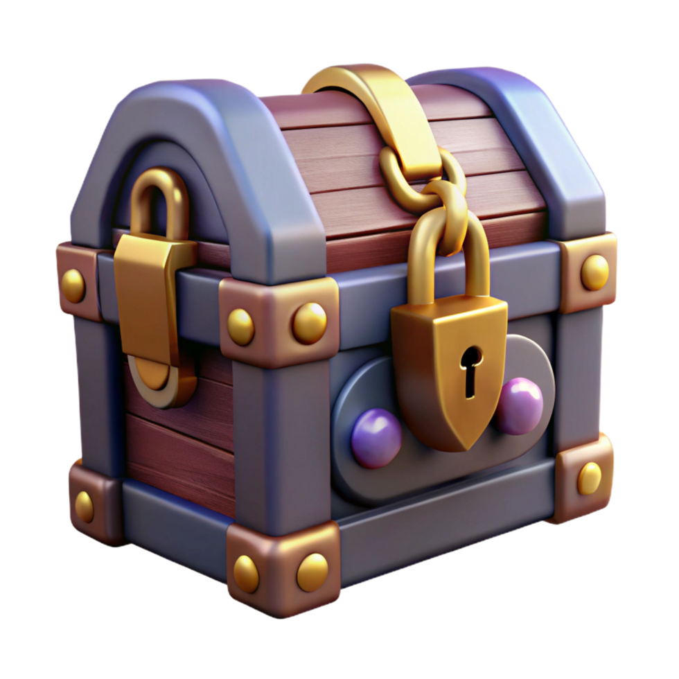 nostalgic elegant A mysterious locked chest, with strange symbols, NO BACKGROUND with Transparent Background. refined png