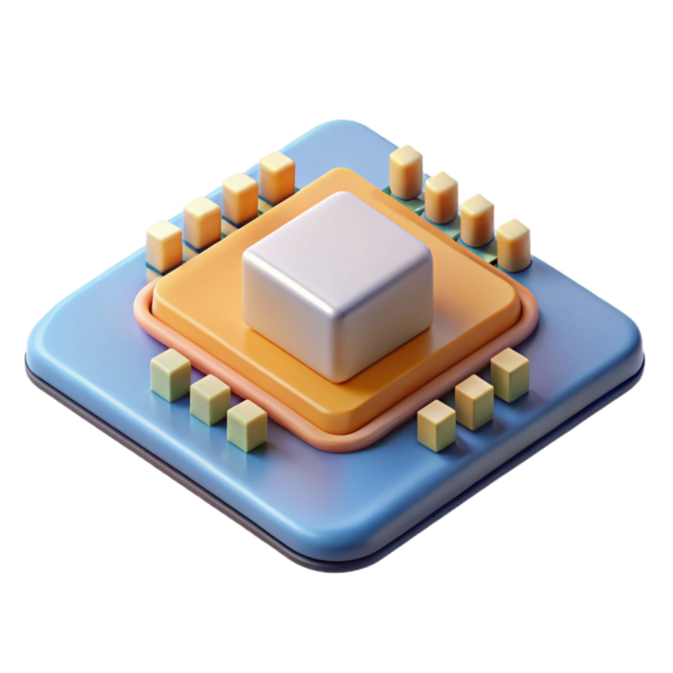 magnificent quintessential A microchip on a circuit board. NO BACKGROUND with Transparent Background. png