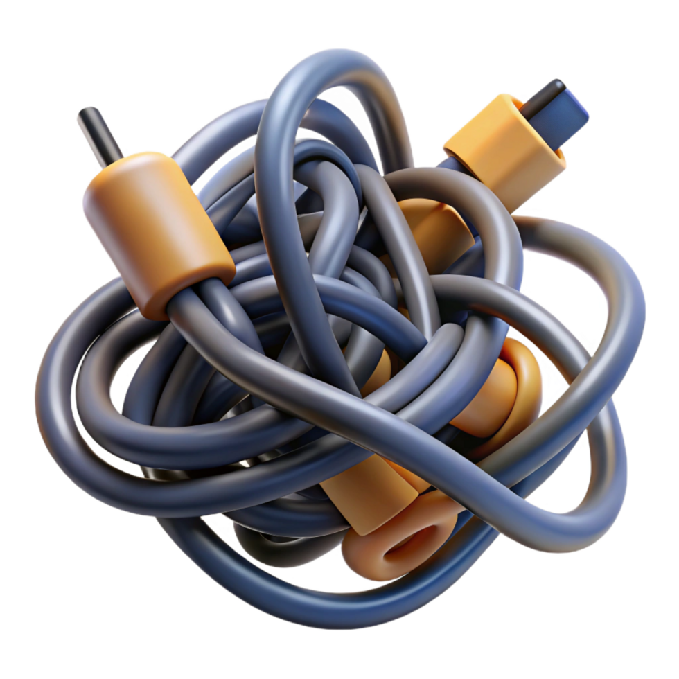 splendid inspired A tangled mess of charging cables. NO BACKGROUND with Transparent Background. png