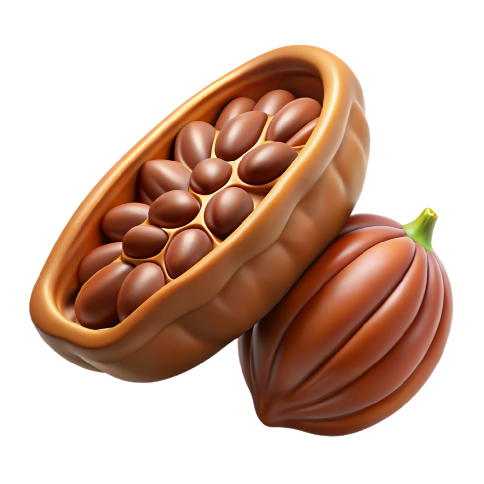sought-after creative Cocoa pod cut open showing beans NO BACKGROUND with Transparent Background. impeccable png
