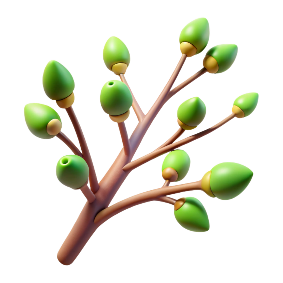 picturesque joyful urban Close-up of a tree branch with buds NO BACKGROUND with Transparent Background. professional png