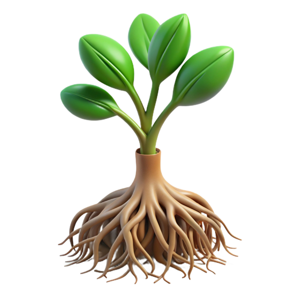 impressive bohemian Root system of a small plant NO BACKGROUND with Transparent Background. expertly shot png