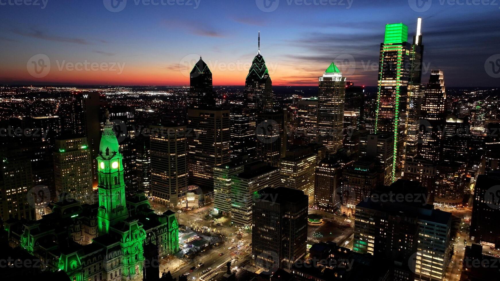 Outside Philadelphia Skyline in Philadelphia Pennsylvania in United States.. Landmark Landscape. photo