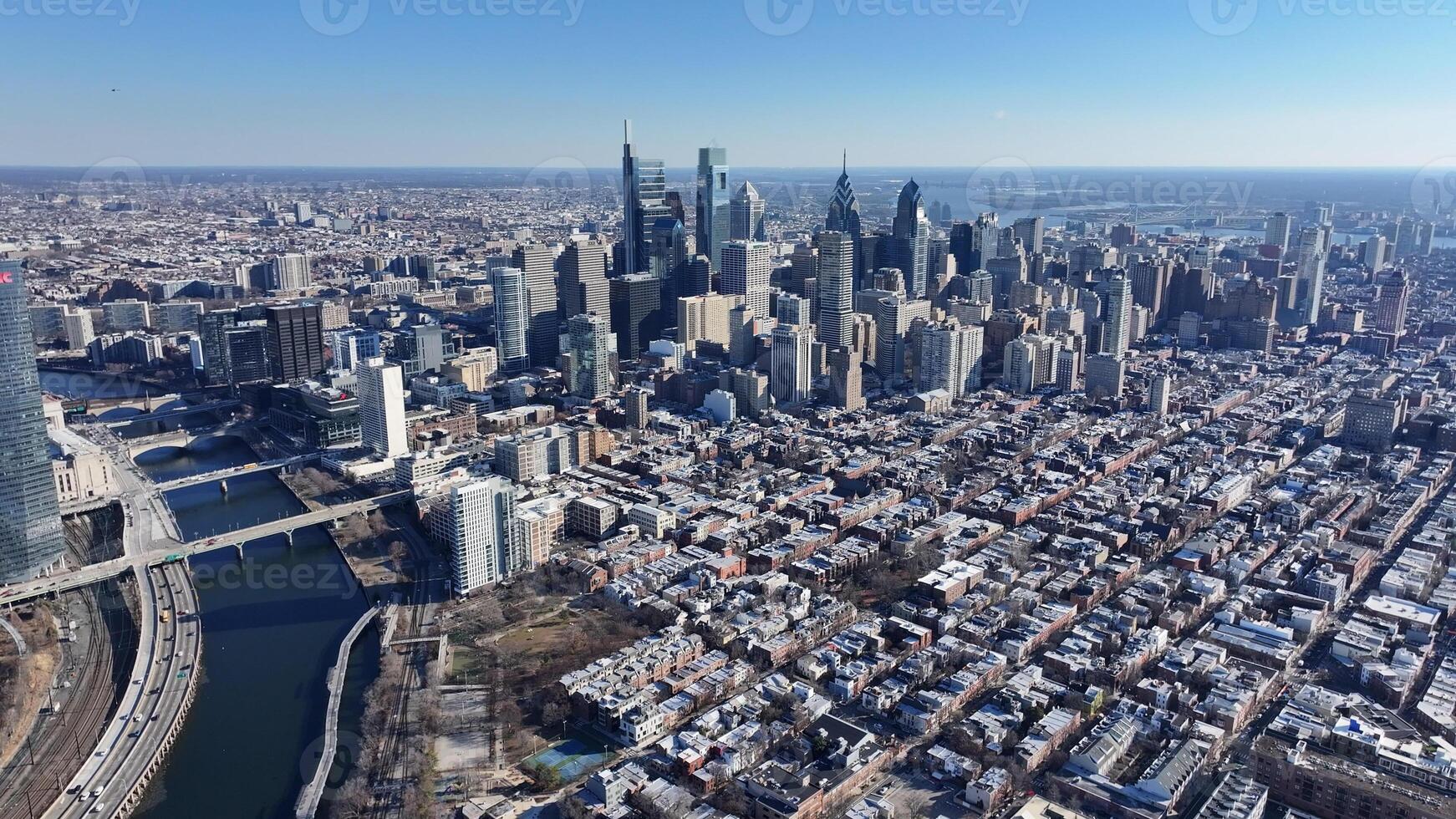 Aerial Philadelphia Skyline at Philadelphia Pennsylvania in United States. Downtown City Outdoors. photo
