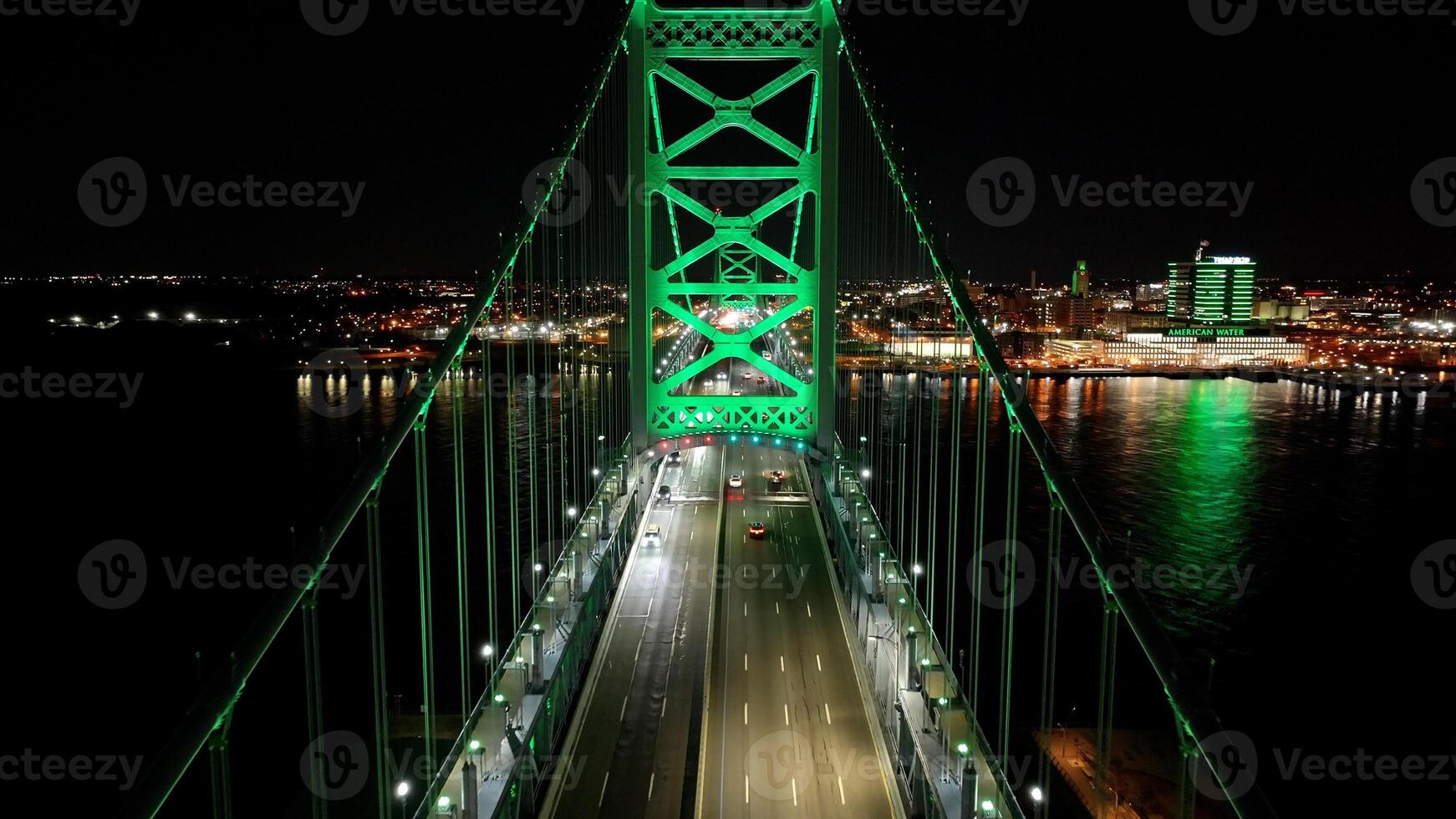 Aerial Landscape of Cable bridge in Philadelphia Pennsylvania in United States.. Road Trip Outdoor. photo