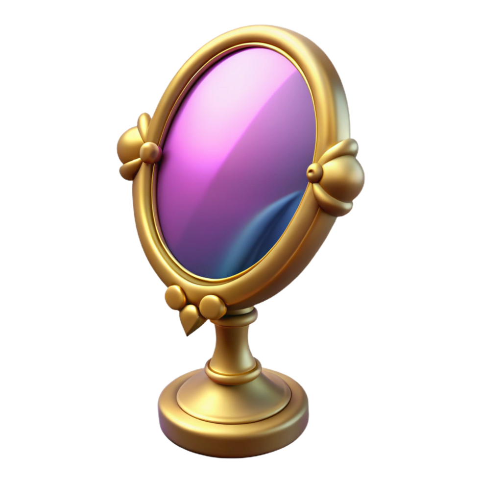 tranquil immaculate A single, enchanted mirror, reflecting a distorted image. NO BACKGROUND with Transparent Background. high quality png