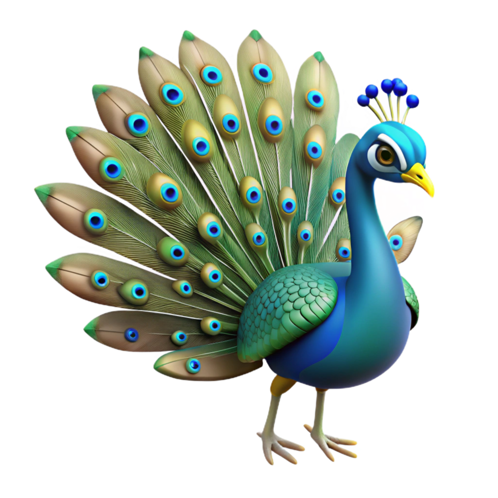 unparalleled industrial A peacock, displaying its tail feathers. NO BACKGROUND with Transparent Background. ultra HD png