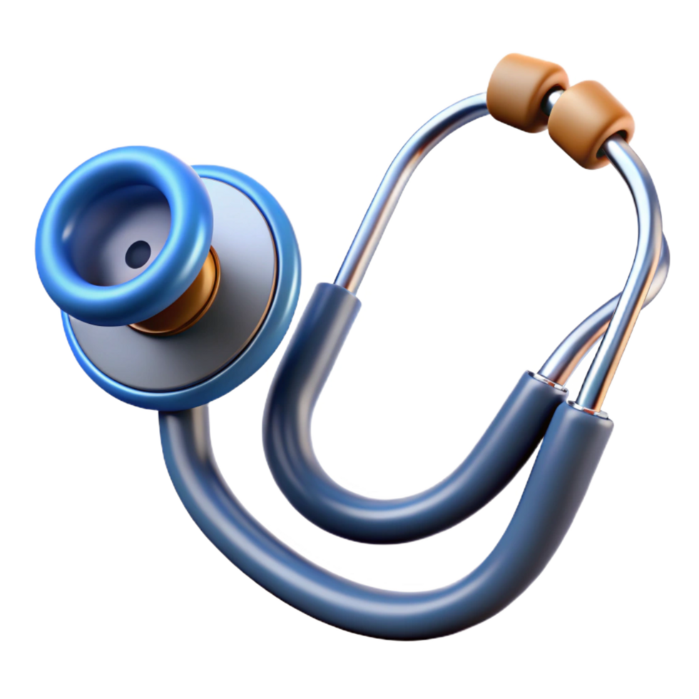 radiant melancholic futuristic Stethoscope with earpieces and chest piece NO BACKGROUND with Transparent Background. expertly shot png