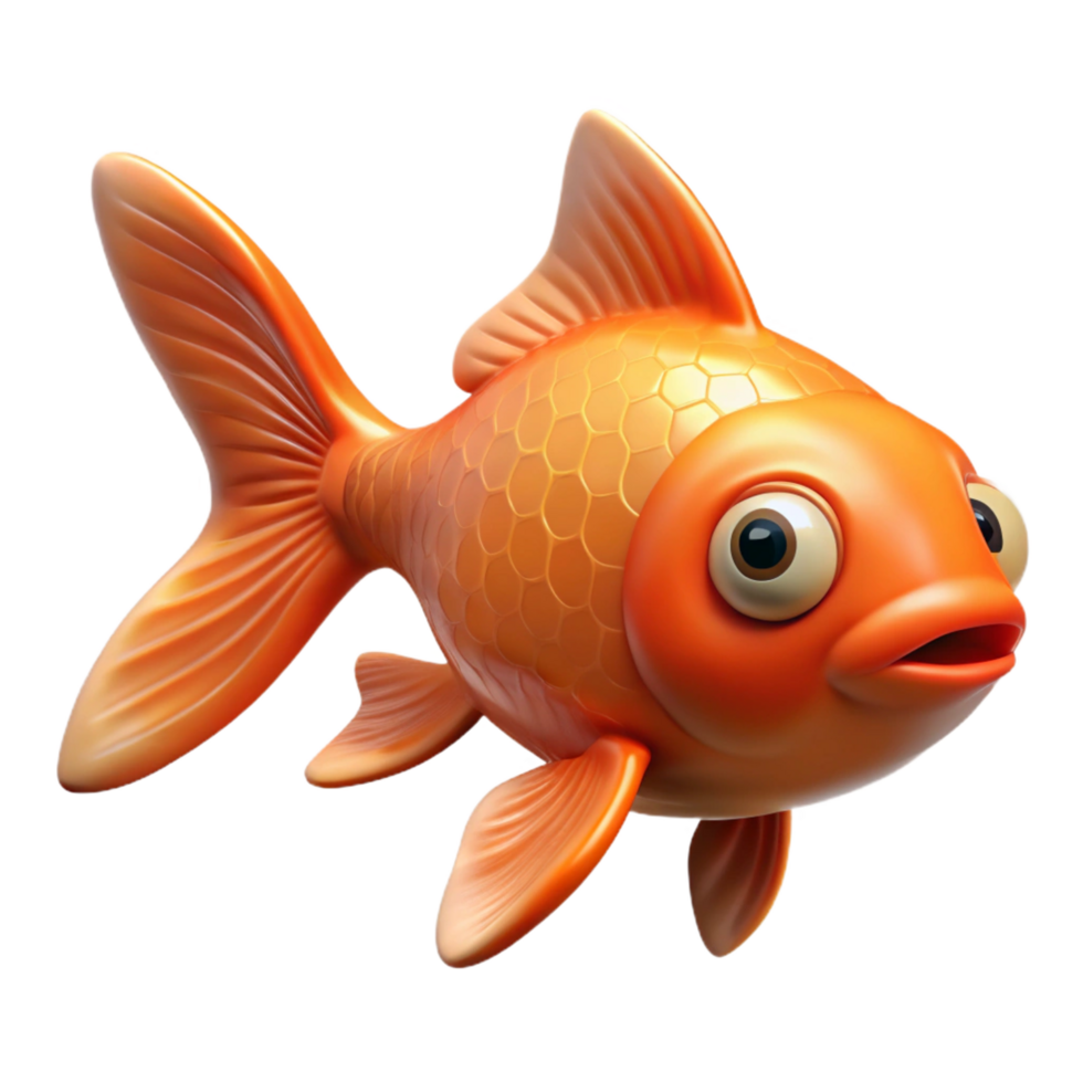 magnificent acclaimed A single goldfish swimming, NO BACKGROUND with Transparent Background. png
