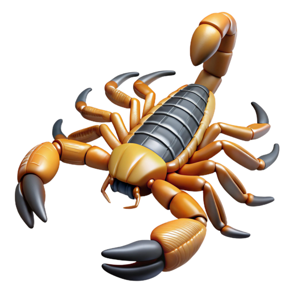 pristine romantic traditional A scorpion, top view, NO BACKGROUND with Transparent Background. crisp png