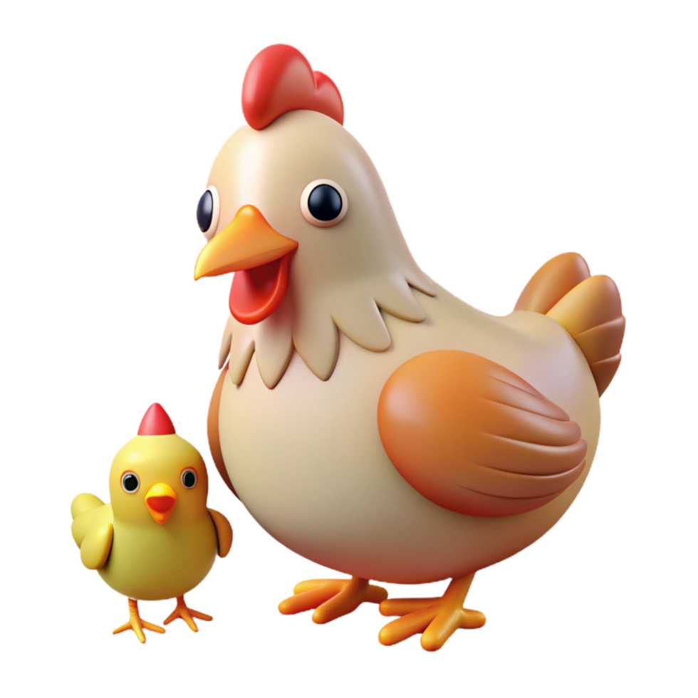 majestic distinctive A hen with chicks, single chick isolated, NO BACKGROUND with Transparent Background. png