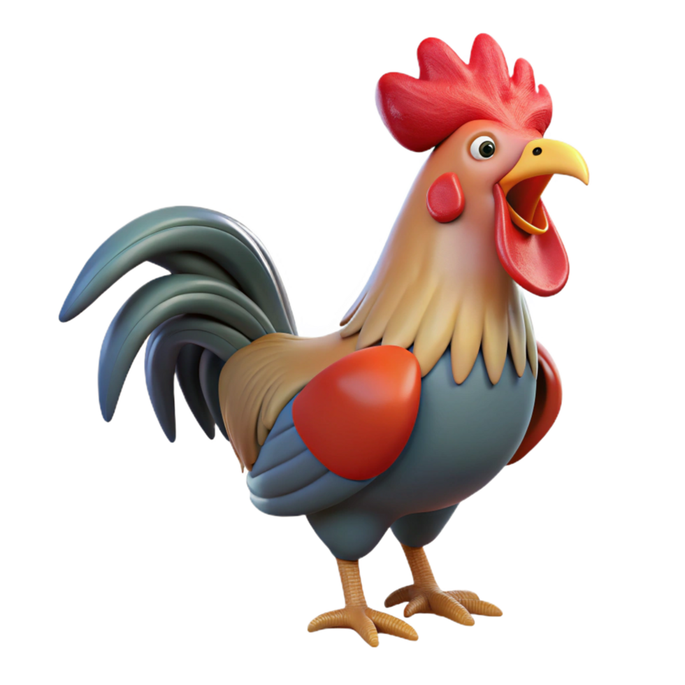 quintessential vintage A rooster crowing, NO BACKGROUND with Transparent Background. masterfully captured png