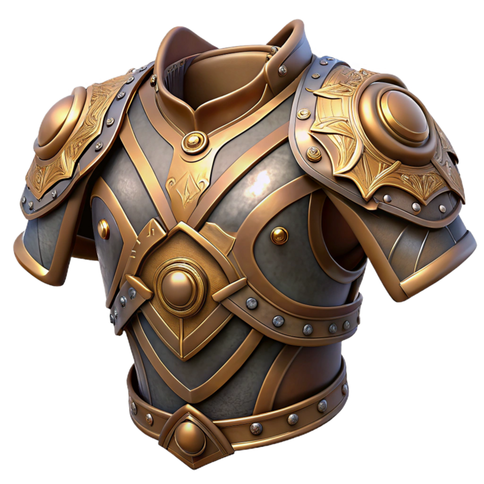tranquil pristine Steampunk shoulder armor with articulated plates and intricate engravings. NO BACKGROUND with Transparent Background. high quality png