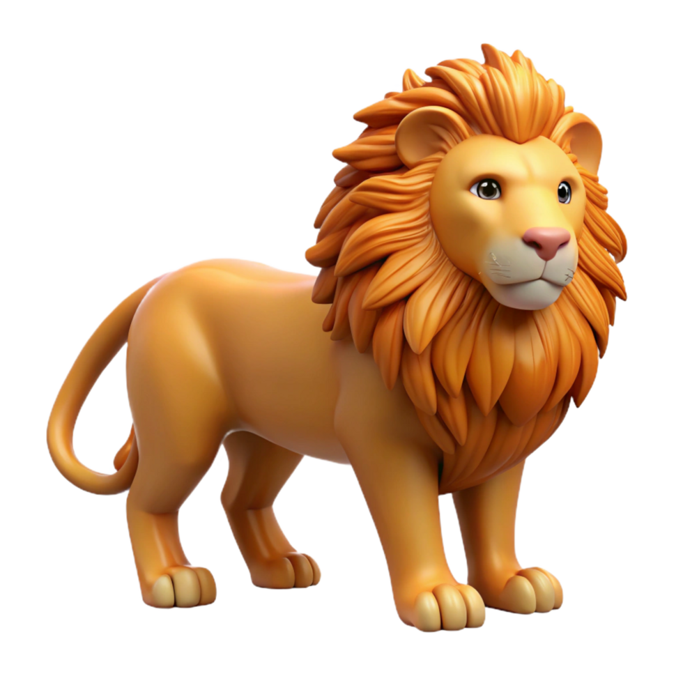iconic elegant A regal lion with a flowing mane. NO BACKGROUND with Transparent Background. studio quality png