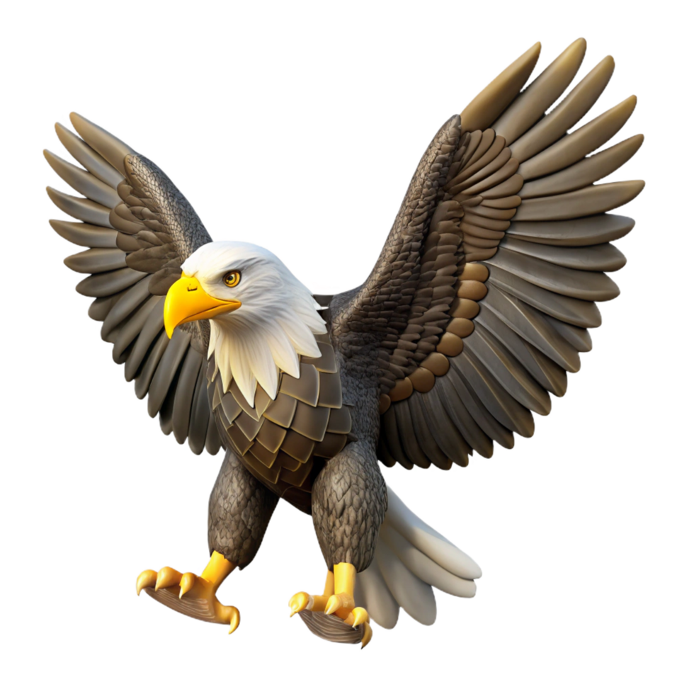 mysterious mesmerizing A majestic bald eagle with spread wings. NO BACKGROUND with Transparent Background. perfect clarity png