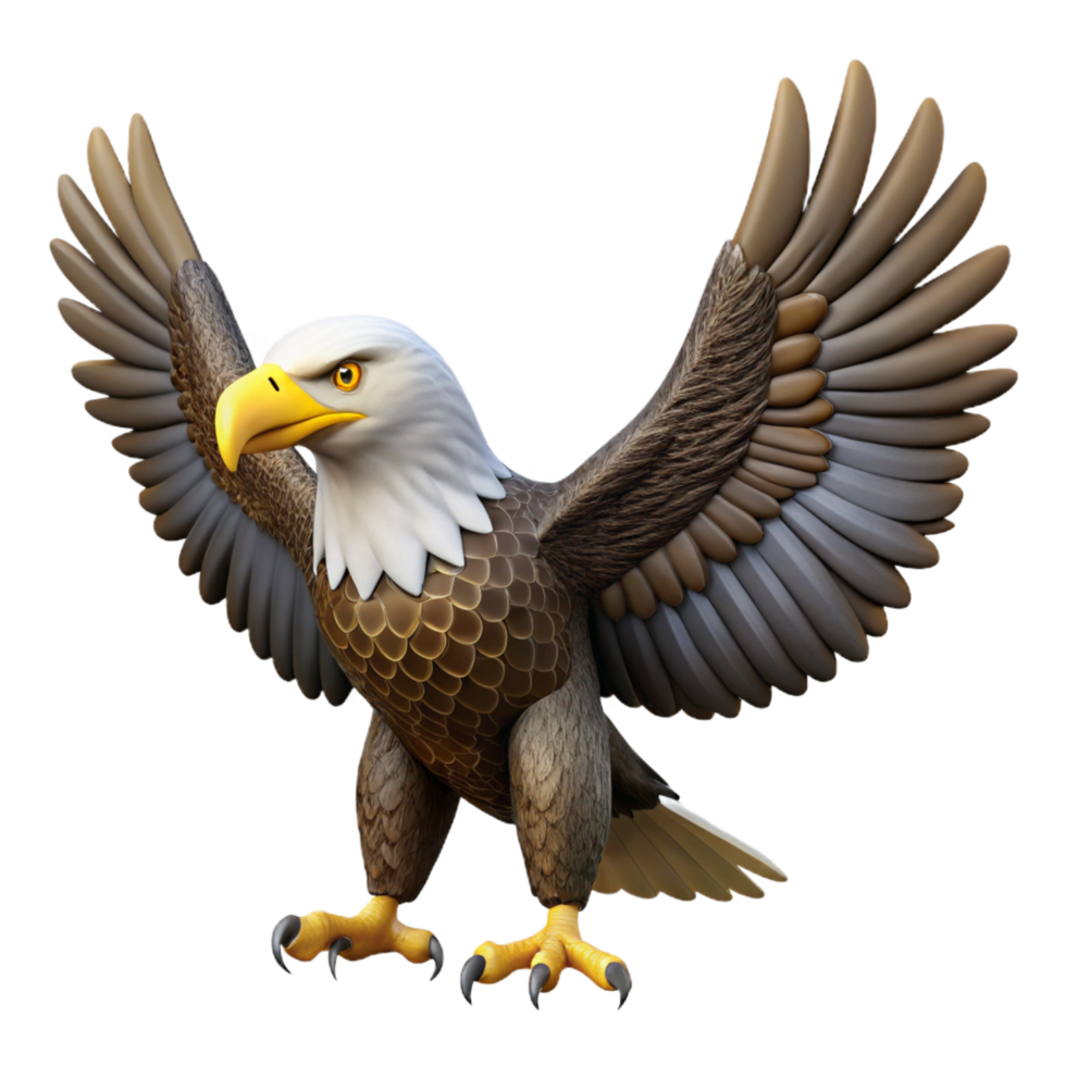 notable organic A majestic bald eagle with spread wings. NO BACKGROUND with Transparent Background. masterfully captured png