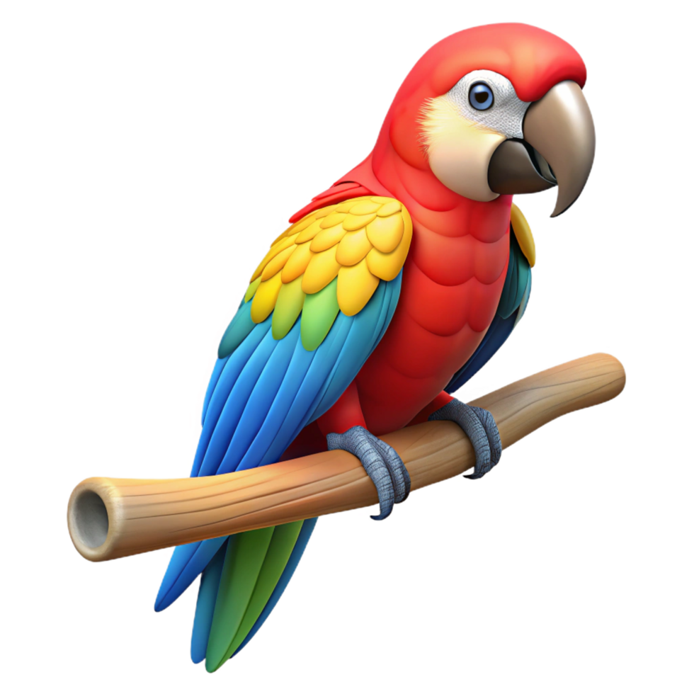 spectacular energetic gothic A colorful macaw parrot perched on a branch branch cropped out. NO BACKGROUND with Transparent Background. authentic png
