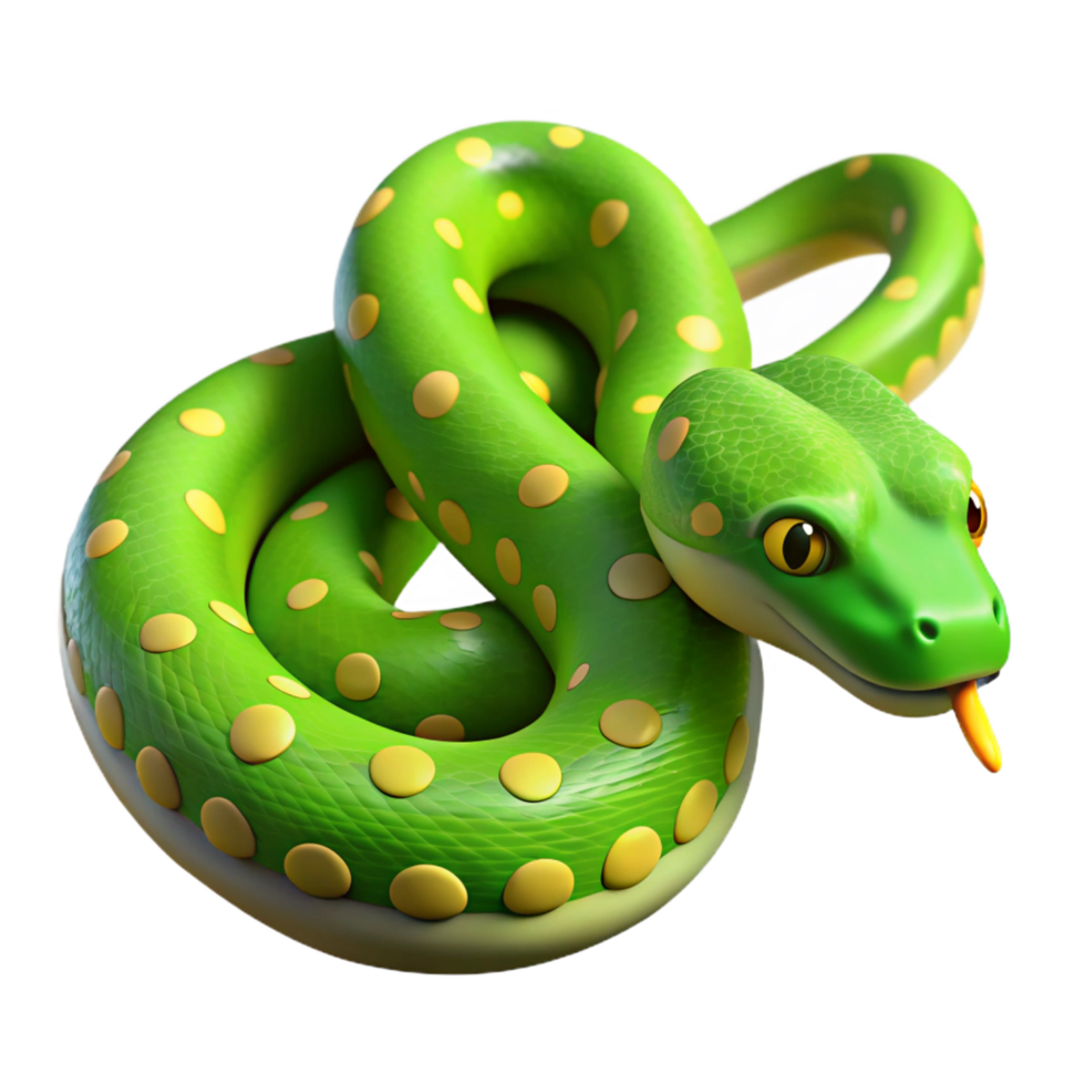 reflective magnificent A slithering green tree python. NO BACKGROUND with Transparent Background. top-tier png