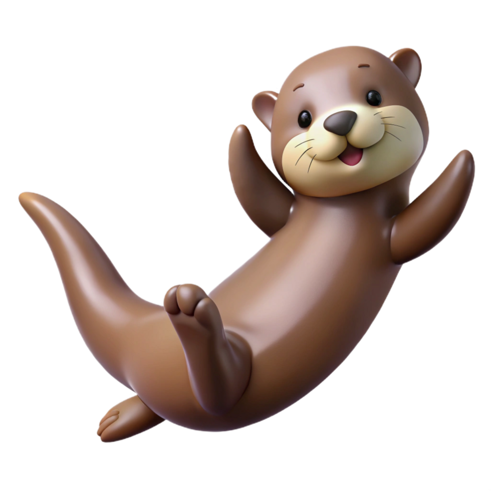 inspired geometric A playful sea otter floating on its back. NO BACKGROUND with Transparent Background. museum quality png