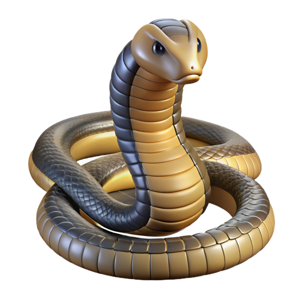 stunning energetic victorian A coiled king cobra. NO BACKGROUND with Transparent Background. high resolution png