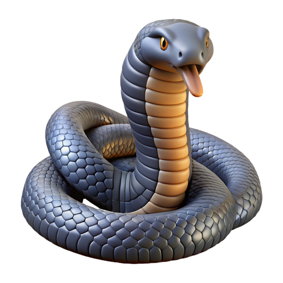 signature industrial A coiled king cobra. NO BACKGROUND with Transparent Background. high quality png