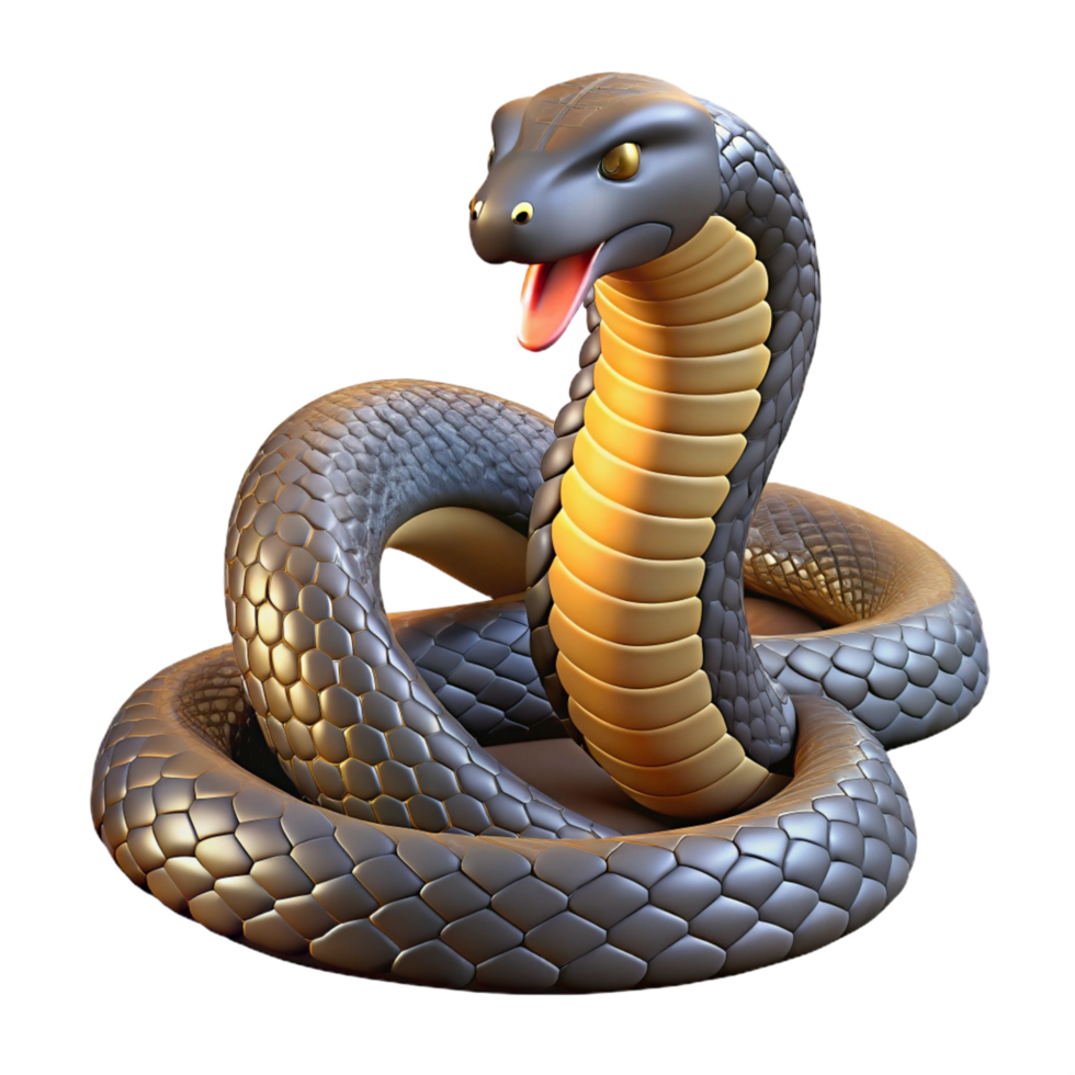 glorious exceptional A coiled king cobra. NO BACKGROUND with Transparent Background. png