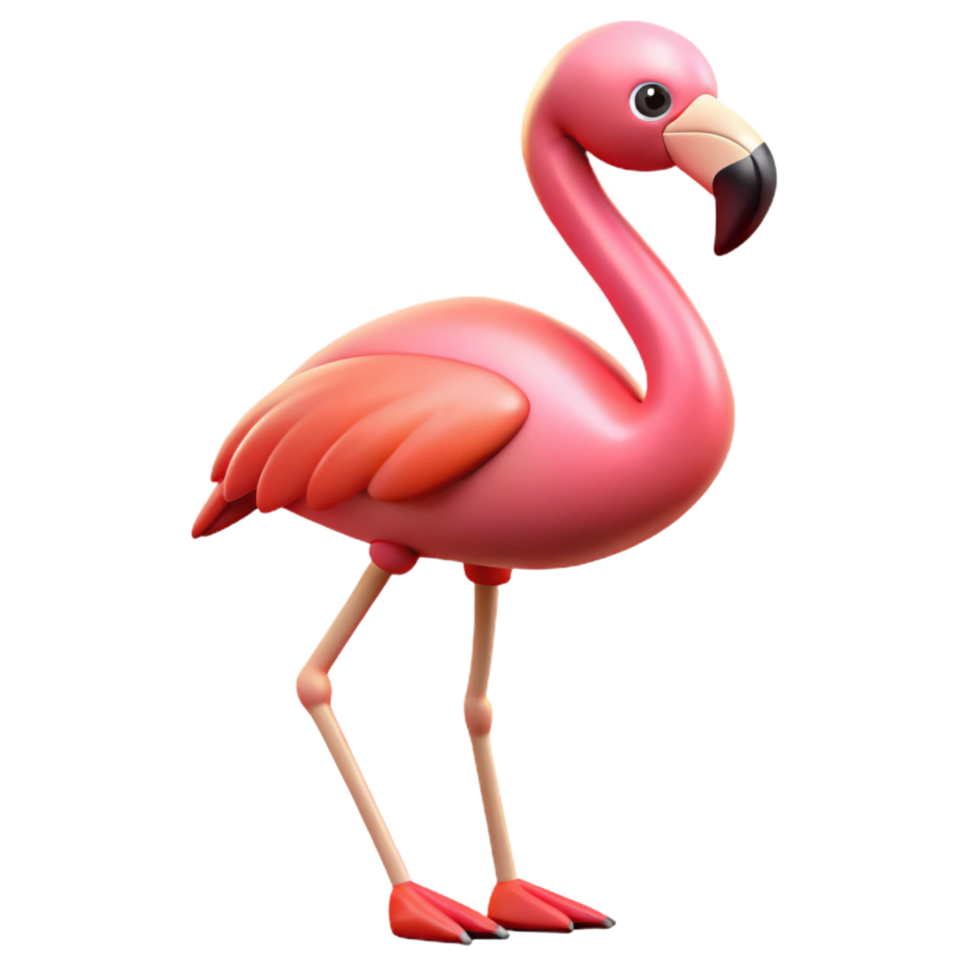 iconic creative A flamingo standing on one leg. NO BACKGROUND with Transparent Background. fine detail png